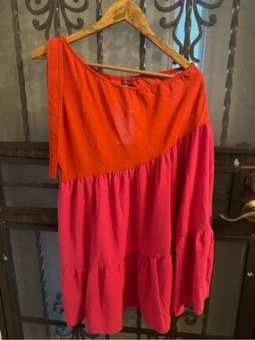 SHEIN Orange and Hot Pink Colorblock Dress